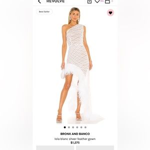 Bronx and Banco- Lola Blanc Sheer Feather Gown (xs)